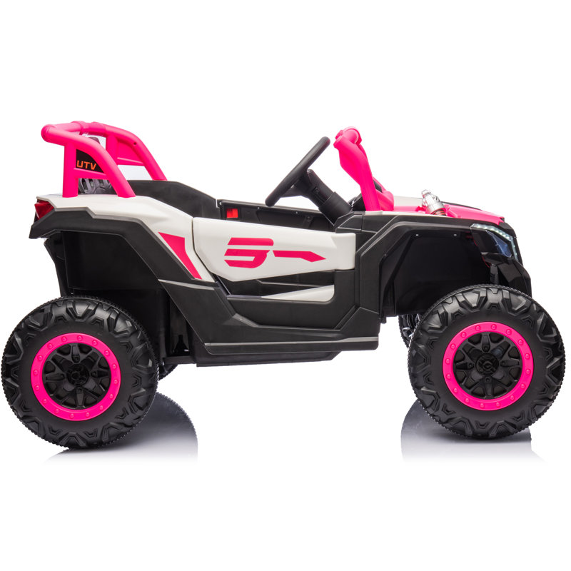 Pink 24V Kids Ride-On UTV with Bluetooth and LED Lights