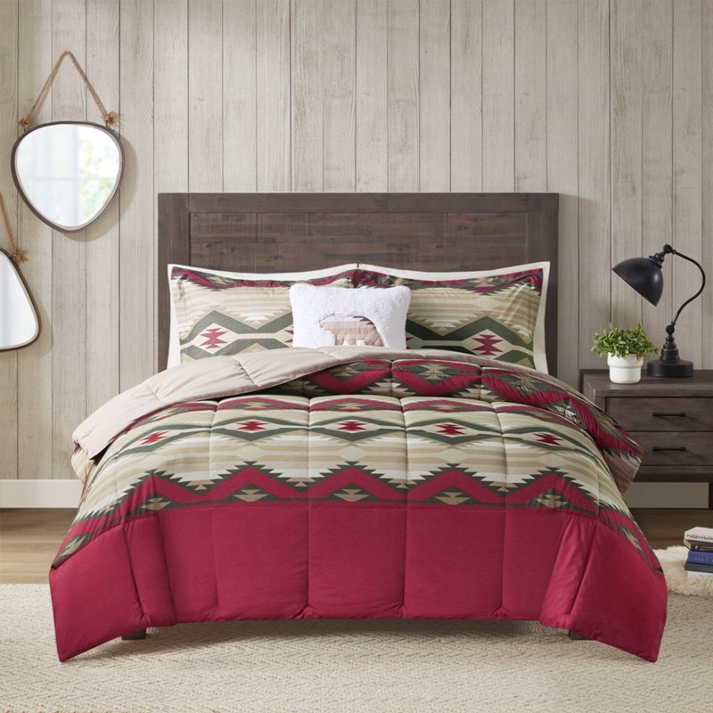 Ensemble d'édredon grand avec tissu Sherpa Southwestern