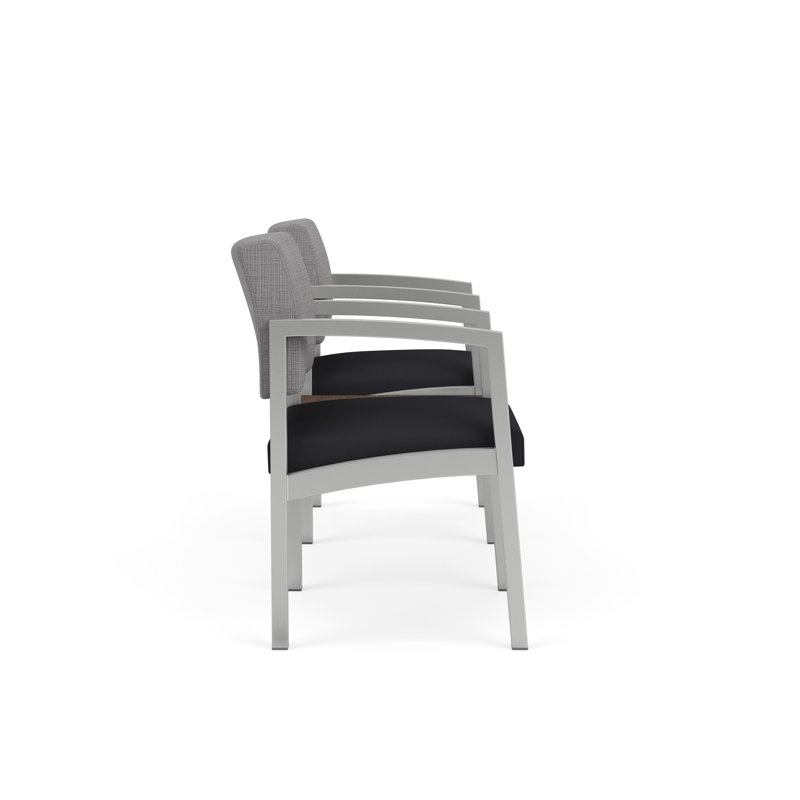 Structure en tandem 2 places avec table centrale Lenox, Argent, Riftwood Walnut, Chambray Grey/Patriot Plus Black