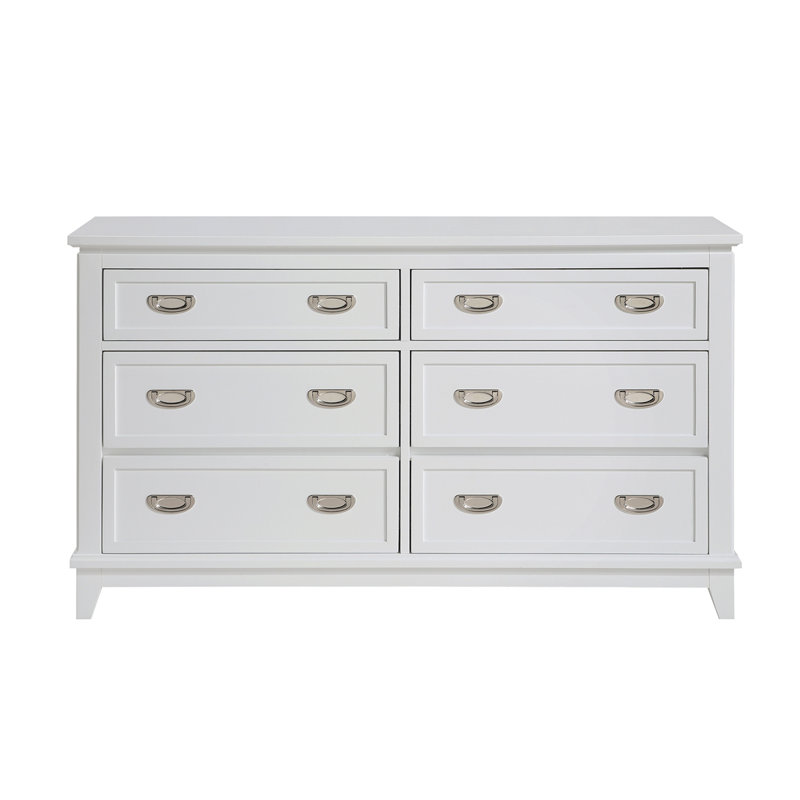 Commode blanche avec 6 tiroirs et meubles de chambre à coucher modernes en bois 1pc, Blanc