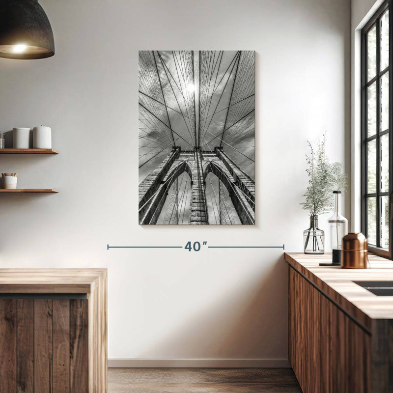Lilie Brooklyn Bridge Structure Sky View, 39" H x 26" W