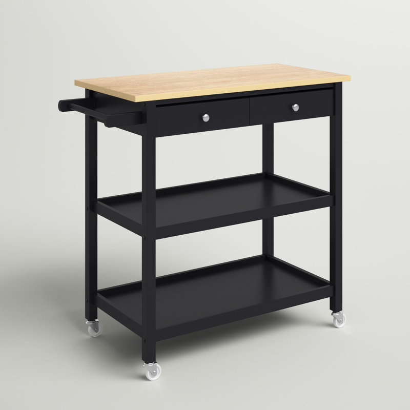 Carlucci Wood Kitchen Island, Black