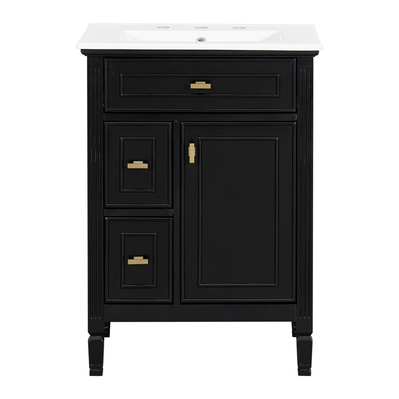 Meuble-lavabo 24 po avec lavabo, Noir