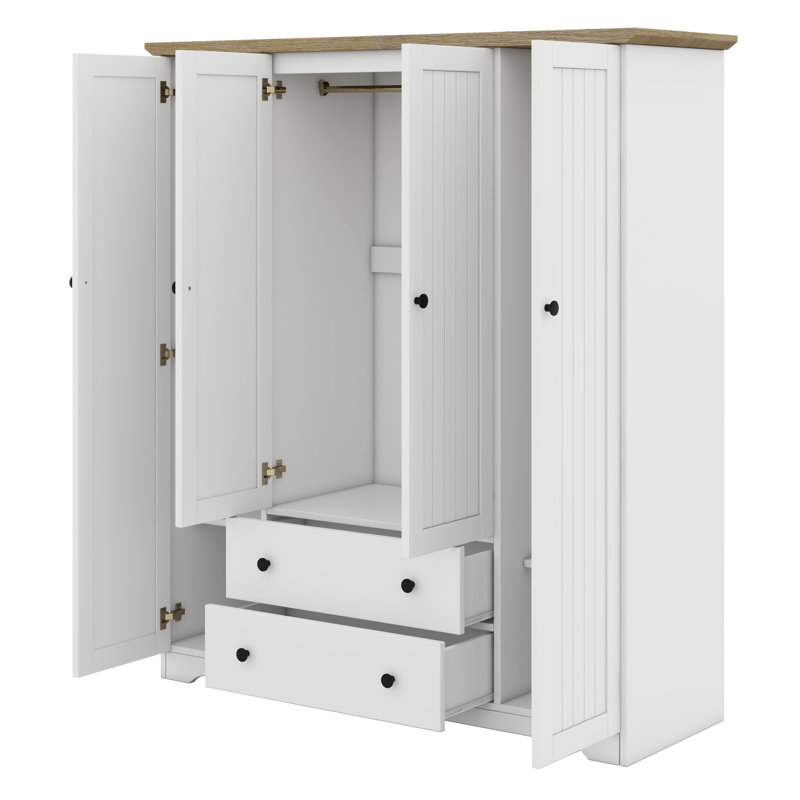 4 Door Wardrobe With 2 Drawers, White