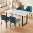 Modern 150Cm Marble Pattern Dining Table With 4 Ample Velvet Armchairs