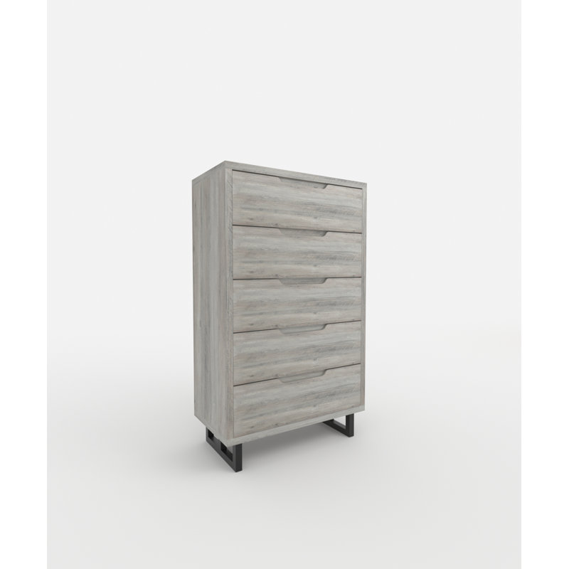 88.9 cm W Chest of 5 Drawers, Grey