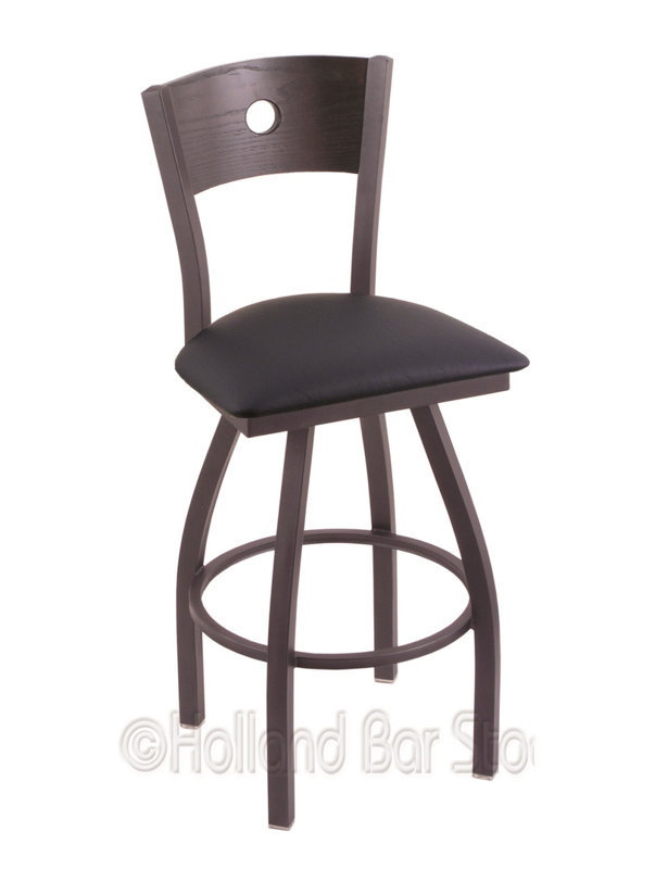 Tabouret de bar pivotant de 36" Lareau, Érable cerise foncé, Allante Espresso, Étain