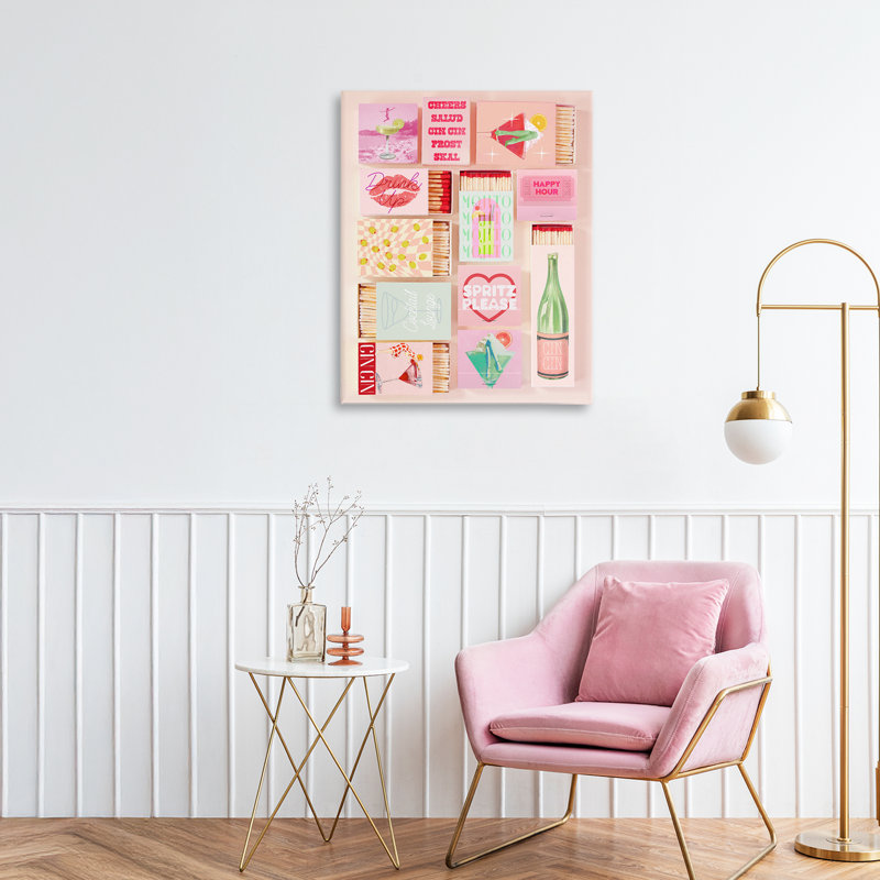 «Glam Cocktail Retro Matches Canvas», conception par Lil 'Rue, H 20 po x l 16 po