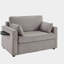 Canapé-lit simple 47,2 po Canapé-lit avec matelas pliable, table d'appoint pliable, pochette de rangement latérale et deux ports USB pour le salon, gris-brun