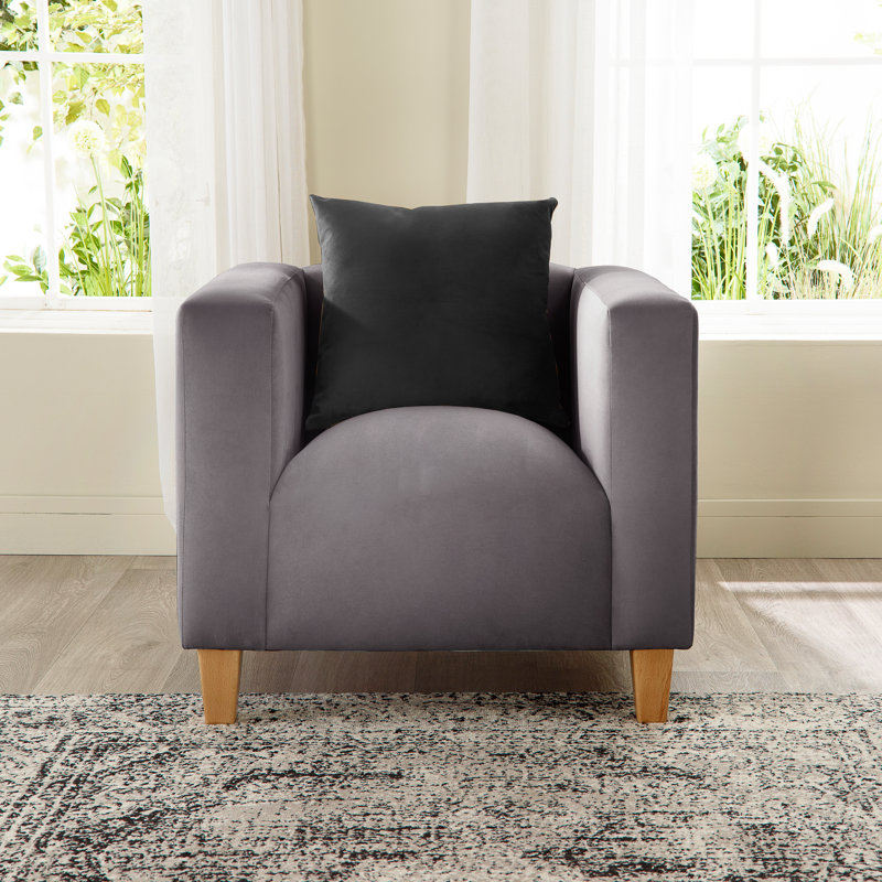Audu Velvet Armchair, Grey