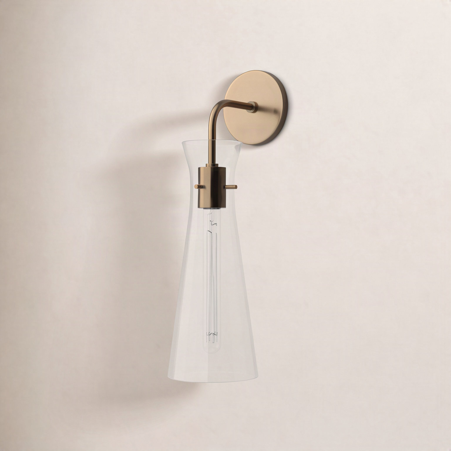 Gena Single Light Dimmable Wall Sconce, Aged Brass