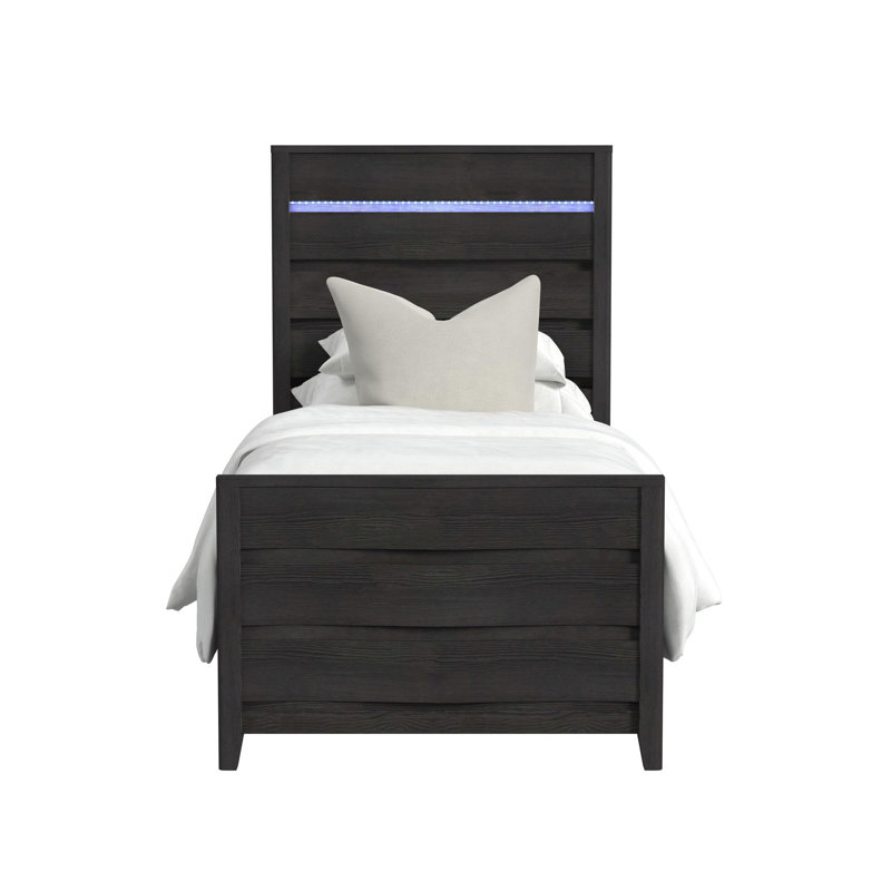 Harmonia Bed With LED In Black, Twin