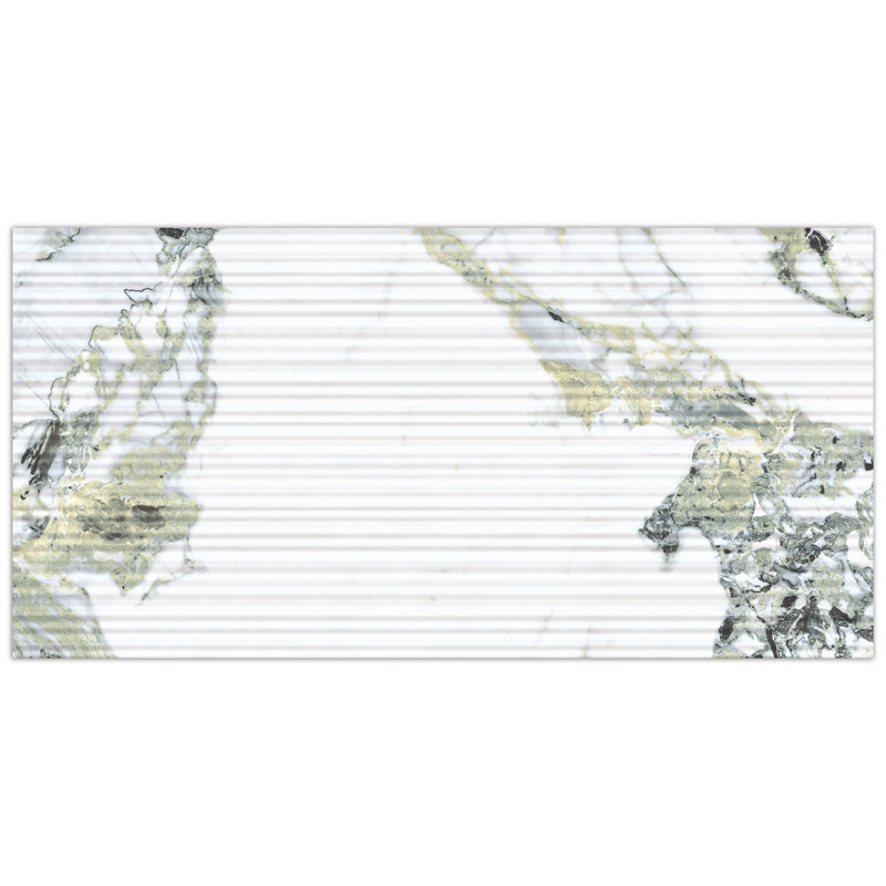 Touche Pleated Deco 23-1/2 In. X 47-1/8 In. Porcelain Floor And Wall Tile