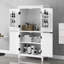 Armoire de rangement élégante pour salle de bain, unité de rangement pour salle de bain, armoire autoportante avec 4 portes, tablettes réglables, tablettes adaptables, blanc-214758415