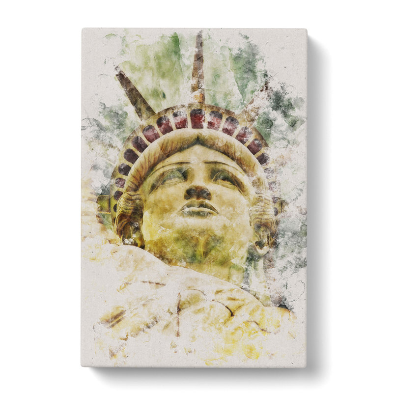 The Statue Of Liberty Vol.3 Watercolour - Wrapped Canvas Print, 76cm H x 50cm W x 3cm D