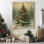 "P&L Art Christmas Tree with Cardinals", reproduction d'art sur toile encadrée