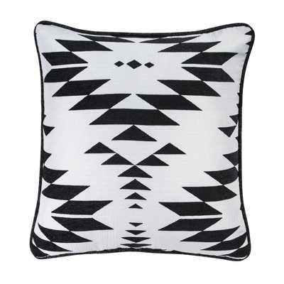Taie décorative euro-blanche rustique 27 x 27 pouces jacquard aztèque blanc cassé / noir