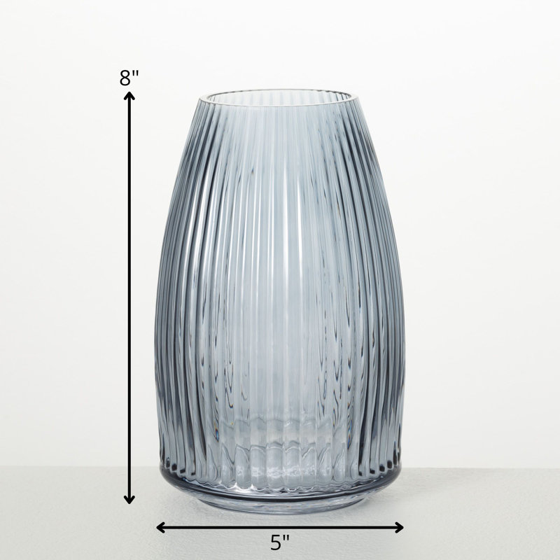 Ruebin 8'' Glass Table Vase, Gray