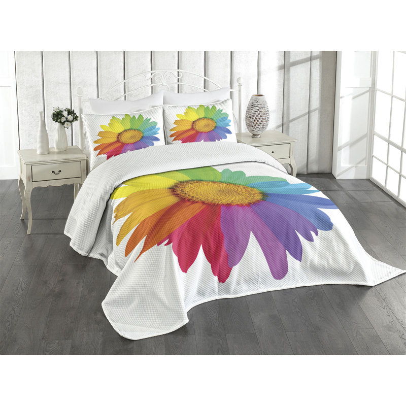 Ambesonne Colorful Bedspread Hippie, King Bedspread + 2 Standard Shams