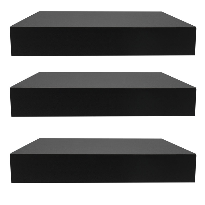Sorbus 9" Square Tile Floating Shelves with Invisible Brackets, Black