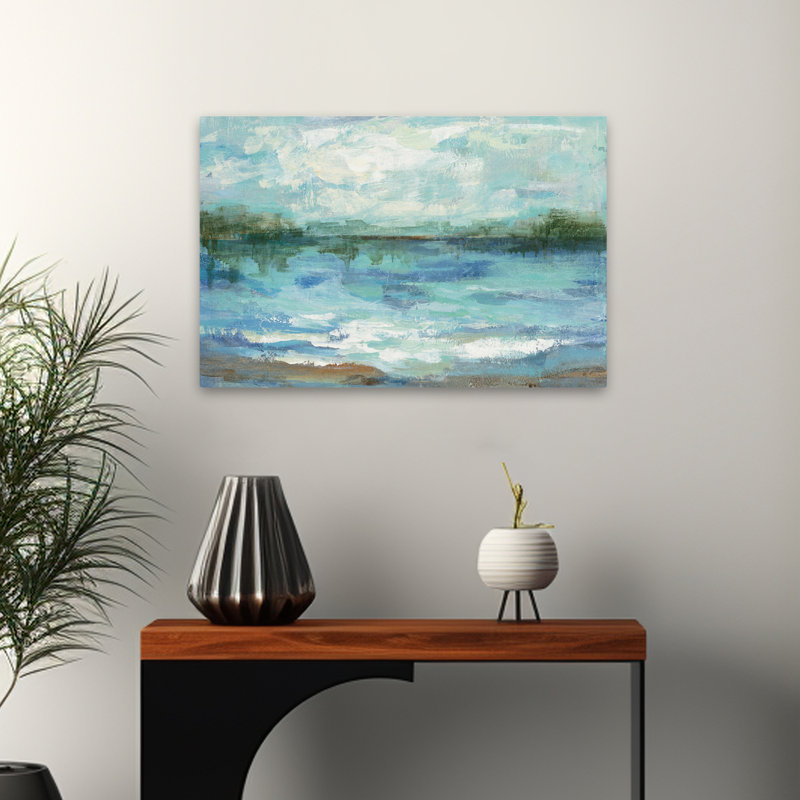 Paysage de miroir en miroir - nuages abstraits bleu-brun, H 24 po x l 16 po