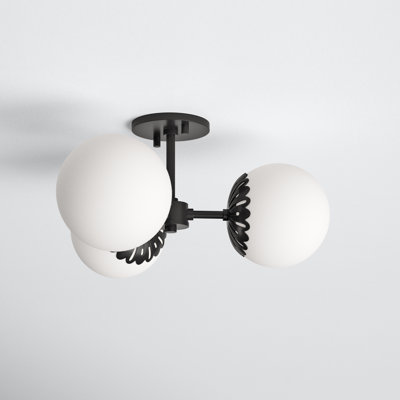 Deniaud 3 Light Glass Semi Flush Mount