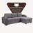 Belmont Tufted Grey Right Facing Sleeper Sectional with Storage