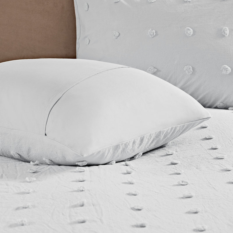 Gray Cotton Jacquard Twin Duvet Cover Set with Shams and Pillows