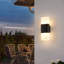 LED Outdoor Wall Light, Mains Powered, IP65 Weatherproof, 12W 3000K Warm White, Up And Down Exterior Lamp With White Shade