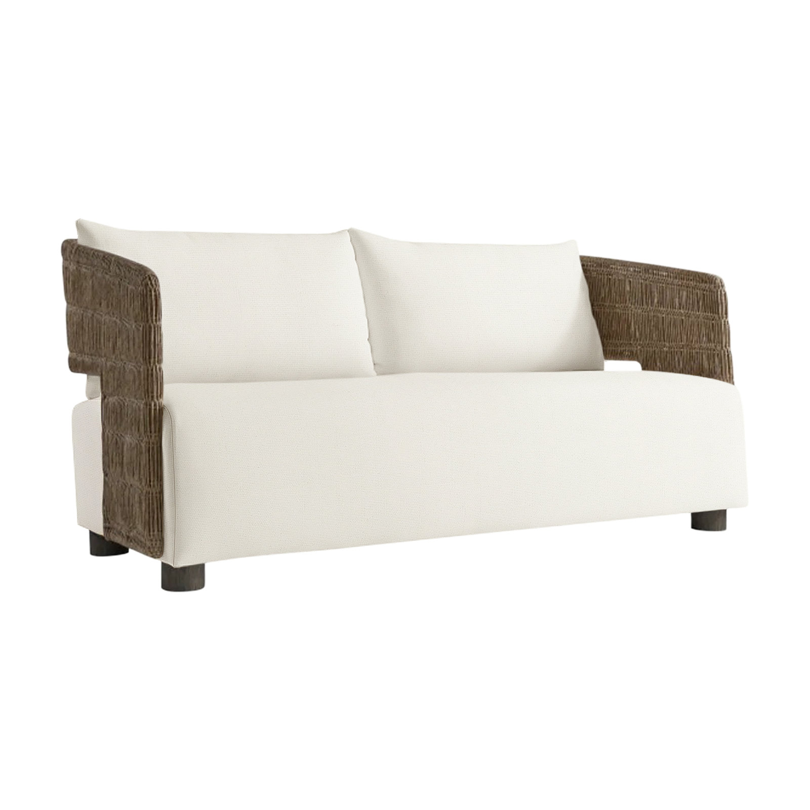 Maldives Outdoor Teak Loveseat, Canvas Natural Sunbrella® Canvas