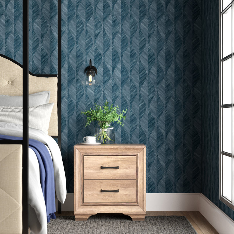 Rouleau de papier peint texturé métallique L 33 pi Fairlawn, Indigo