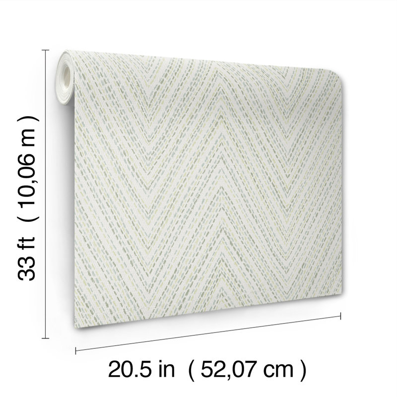 Papier peint à chevrons cousus Lainey, Vert