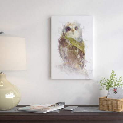 Aquarelle, animaux, hibou, impression sur toile tendue