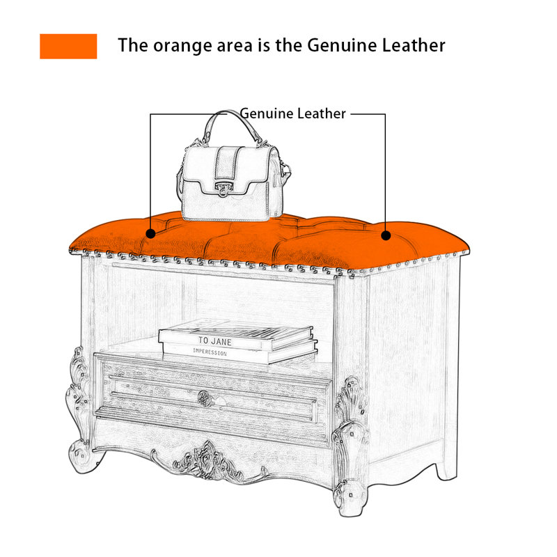 Banc de rangement en cuir de style rétro pour la chambre et le vestibule, Couleur de l'image