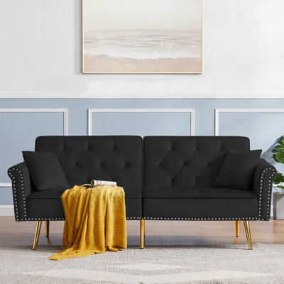 Comfy Couch, canapé capitonné avec 2 coussins et garniture cloutée