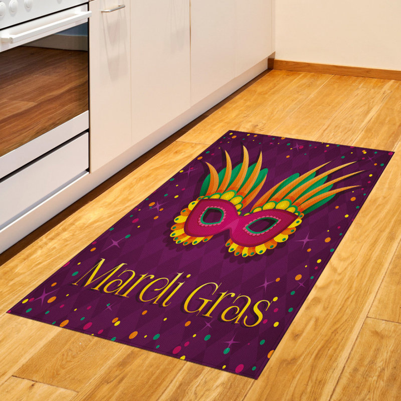 Mardi Gras High Density Long Fiber Poly Threads Decorative Area Rug Carpet, Rectangle 2'7" x 5'