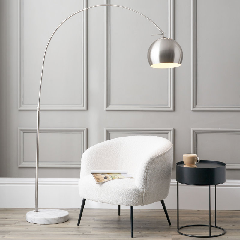 Charlee 175cm Arched Floor Lamp, Silver