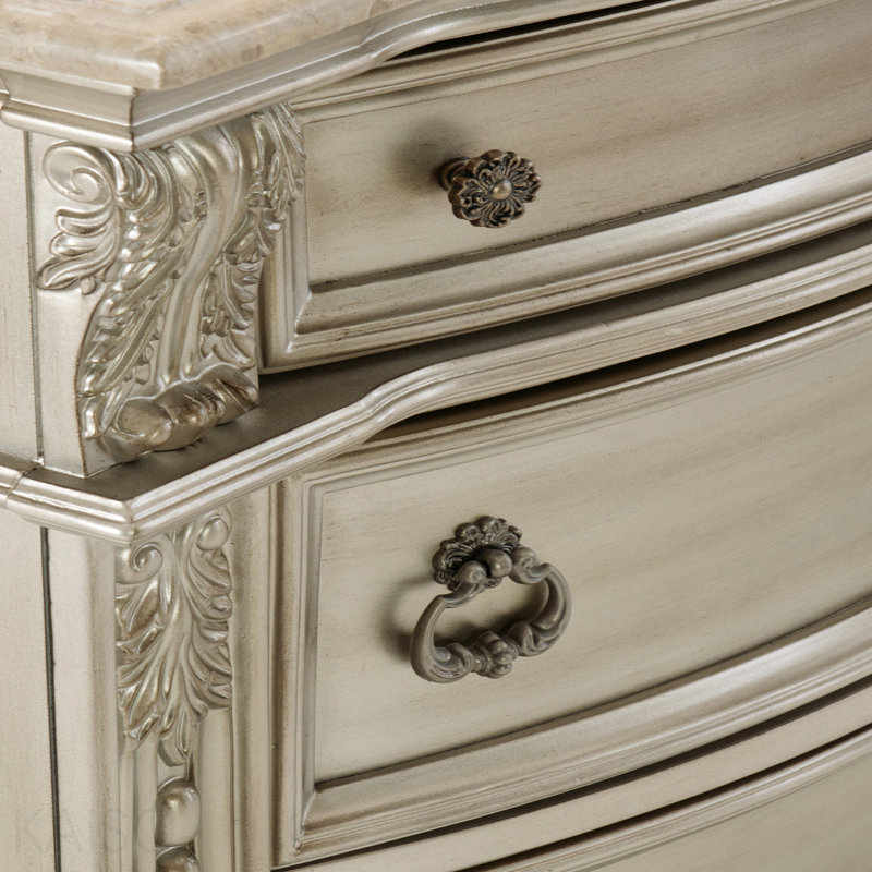 Finition argentée 1pièce table de chevet avec mobilier de chambre à coucher en marbre véritable