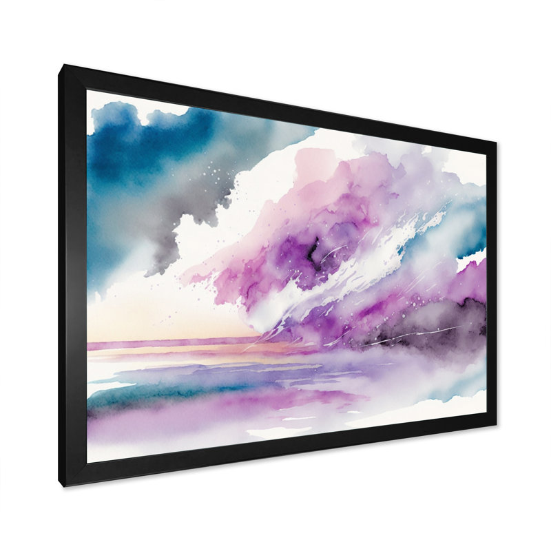 «Violet Storm At The Horizon I», reproduction sur toile, L 32 po x H 24 po, Toile avec cadre photo noir