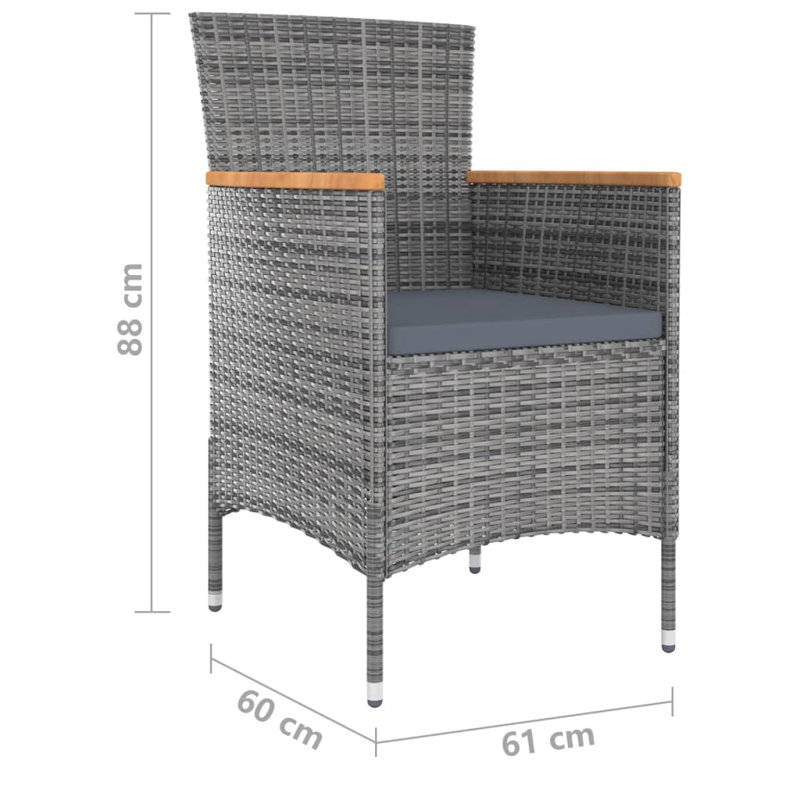 Branigans 8 - Person Patio Dining Set with Rectangular Table , Cushions Included, 75cm H x 180cm W x 90cm D, Grey
