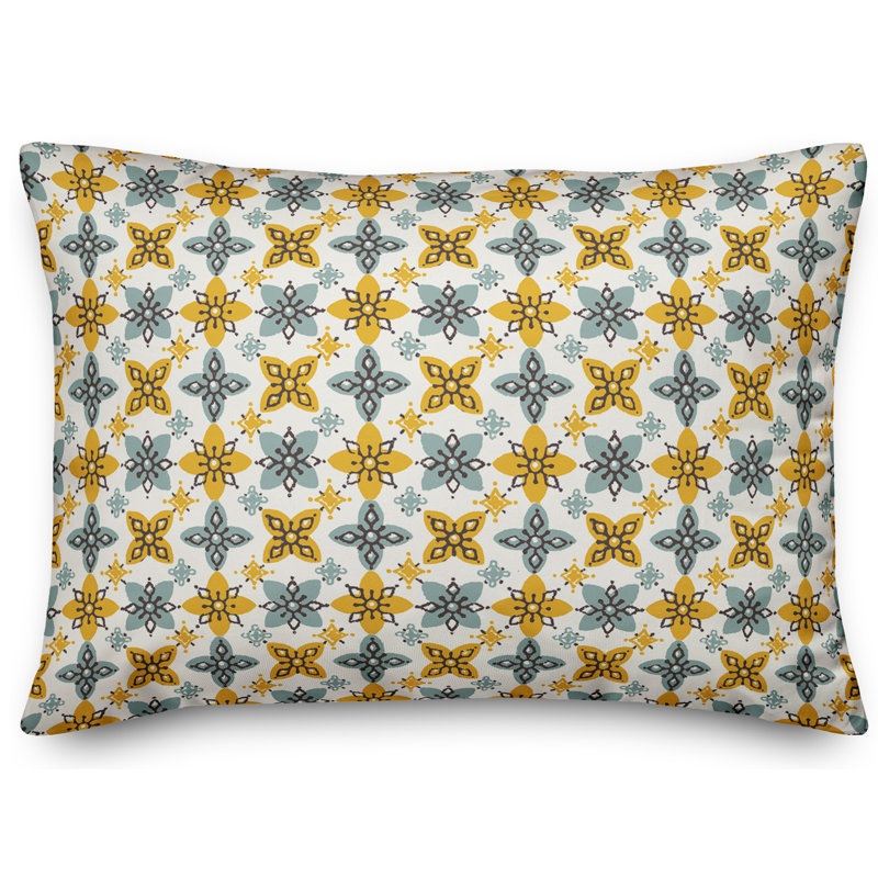 Coussin Folk, Jaune / Gris