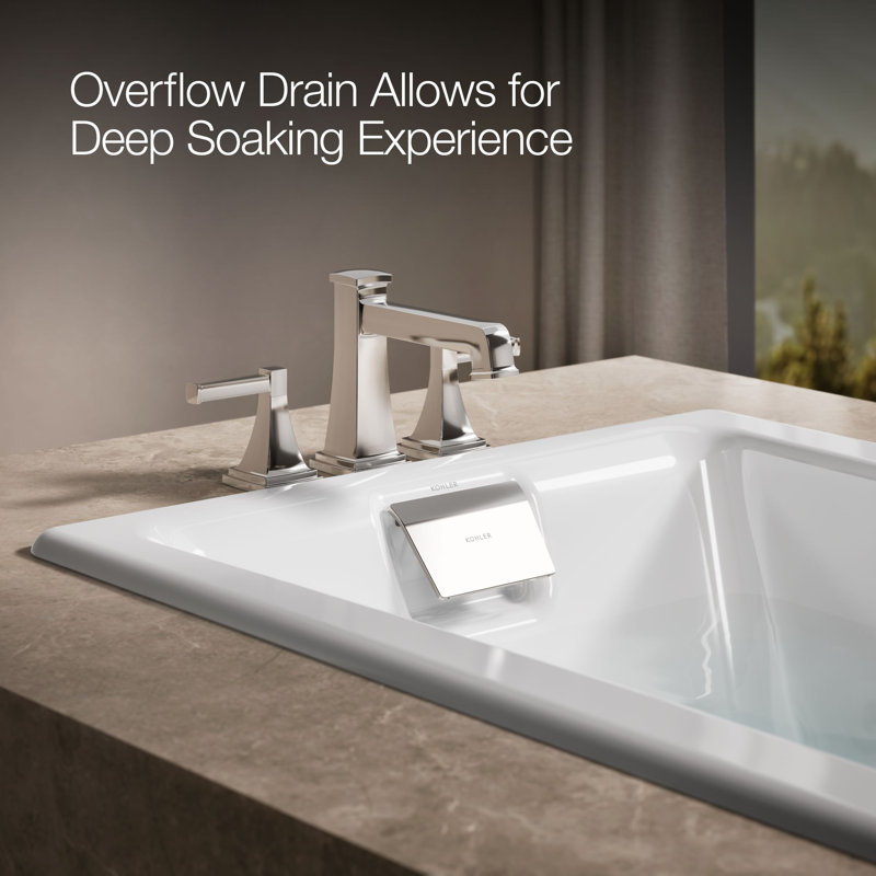 Tea-for-Two 60-In x 32-In Drop-in/Undermount Whirlpool Bath, Reversible Drain, White