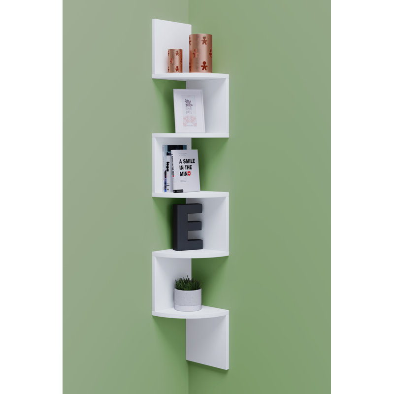 Seroud 123cm H x 19cm W Floating Bookcase, White
