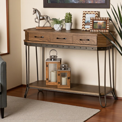 Console Serene à 3 tiroirs au fini brun et noir, H 31,71 po x l 42,68 po x P 15,2 po