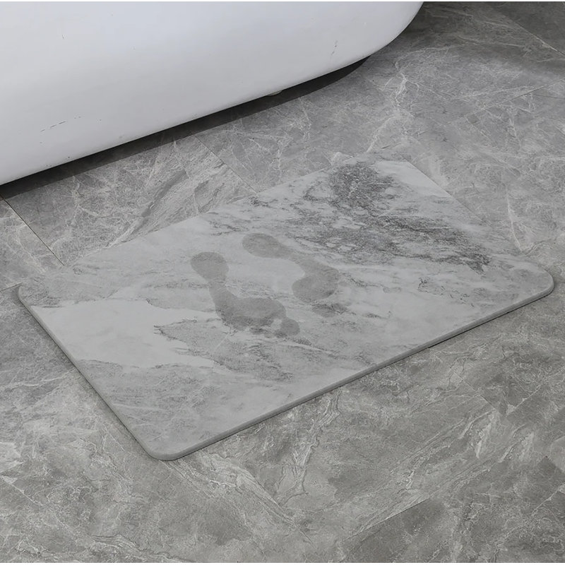 Tapis de salle de bain en marbre de marbre et terre de diatomées antidérapant à séchage rapide, Gris