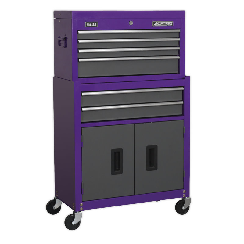 Metal Single Storage Cabinet ( 34cm H x 60cm W x 26cm D), Purple/Grey