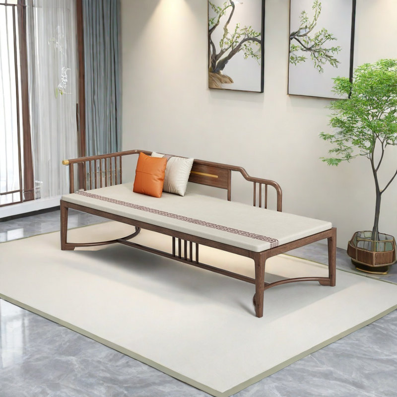 Chaise longue en bois de cire blanche fabriquée à la main, Orienté à gauche (vu de face)