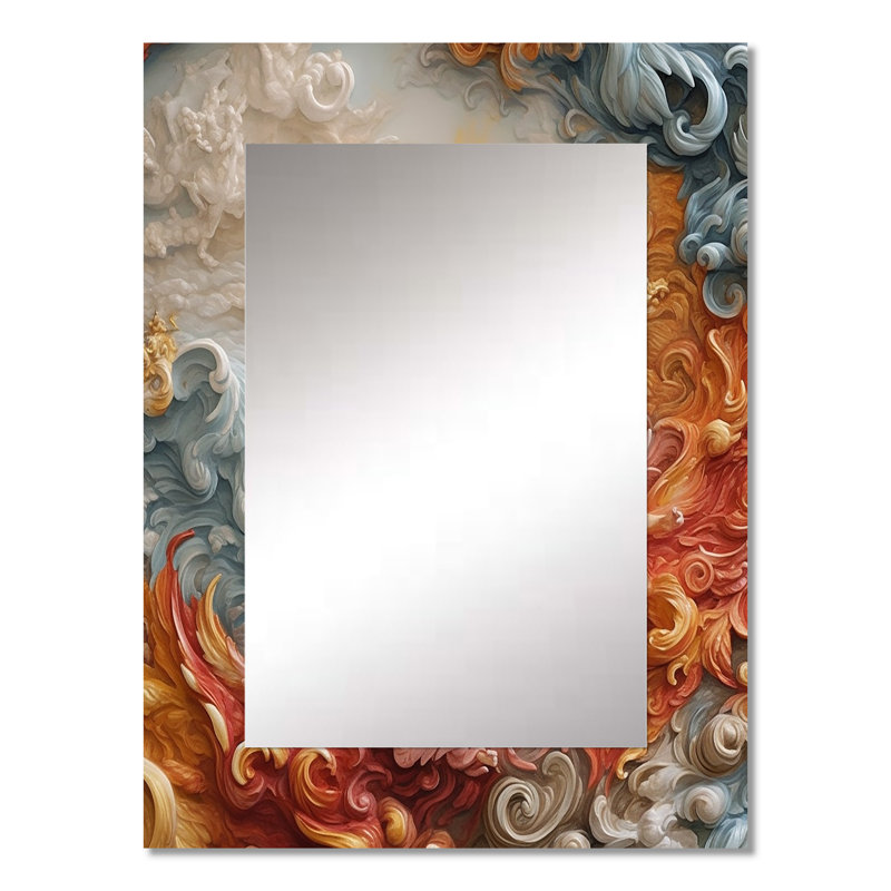 Crème astrologie nébuleuse marbre V - formes abstraites miroir mural, miroir moderne, art imprimé en métal, 32 po x 24 po