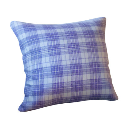 Blue Purple White Plaid Throw Pillow