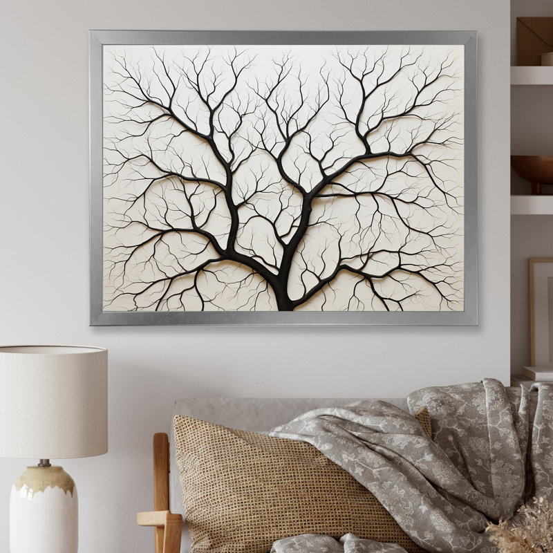 Arbre de minimalisme américain, impression sur toile, H 30 po x l 40 po x P 1,5 po, Cadre photo argenté